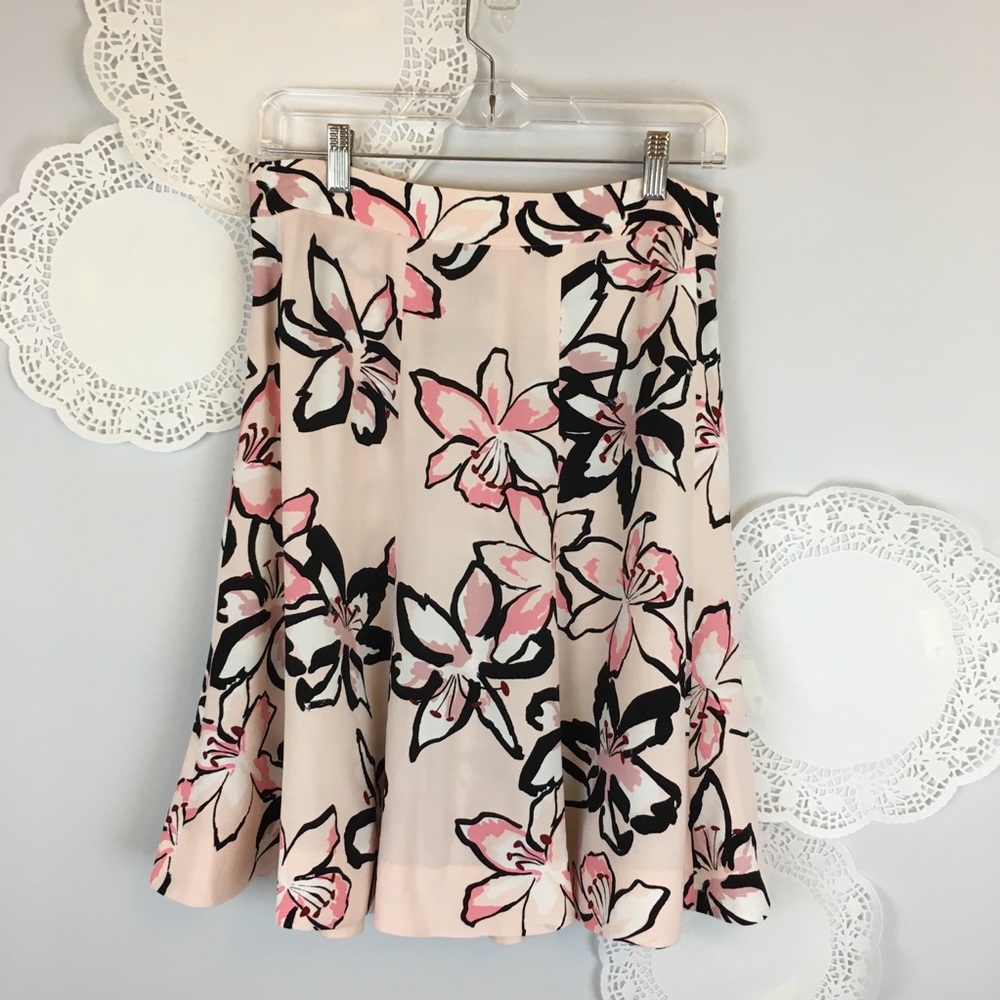 KATE SPADE NY Skirt Tiger Lily Floral Pink Flare, sz 8